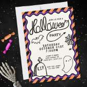 Whimsical Hand Drawn Schattige Halloween Party Kaart