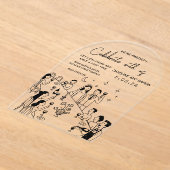 Whimsical Hand Drawn Scribble Wedding Invitation Acryl Uitnodigingen (Laagn)