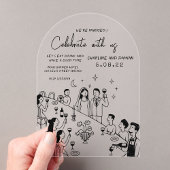 Whimsical Hand Drawn Scribble Wedding Invitation Acryl Uitnodigingen