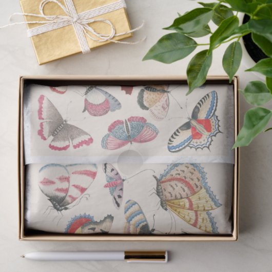Whimsical Hand-Drawn Set van Vlinders Tissuepapier (Geschenk)