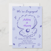 Whimsical Hand Drawn Shell Beach Engagement Party Kaart (Voorkant)