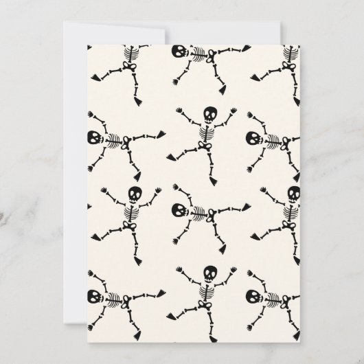 Whimsical Hand Drawn Skeleton Bow Lijst Halloween Kaart (Achterkant)