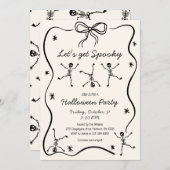 Whimsical Hand Drawn Skeleton Bow Lijst Halloween Kaart (Voorkant / Achterkant)