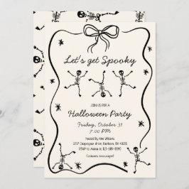 Whimsical Hand Drawn Skeleton Bow Lijst Halloween Kaart