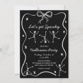 Whimsical Hand Drawn Skeleton Bow Lijst Halloween Kaart (Voorkant)