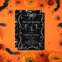 Whimsical Hand Drawn Skeleton Bow Lijst Halloween