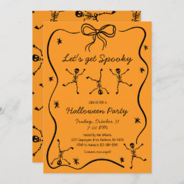 Whimsical Hand Drawn Skeleton Bow Lijst Halloween Kaart