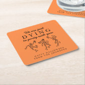 Whimsical Hand Drawn Skeletons Halloween Party Kartonnen Onderzetters (Schuin)