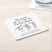 Whimsical Hand Drawn Skeletons Halloween Party Kartonnen Onderzetters (Schuin)