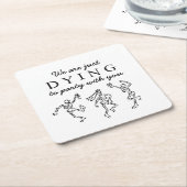 Whimsical Hand Drawn Skeletons Halloween Party Kartonnen Onderzetters (Schuin)