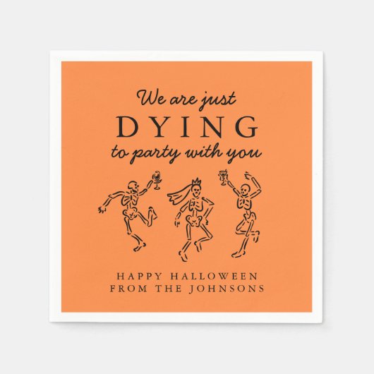 Whimsical Hand Drawn Skeletons Halloween Party Servet (Voorkant)