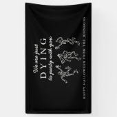 Whimsical Hand Drawn Skeletons Halloween Party Spandoek (Verticaal)