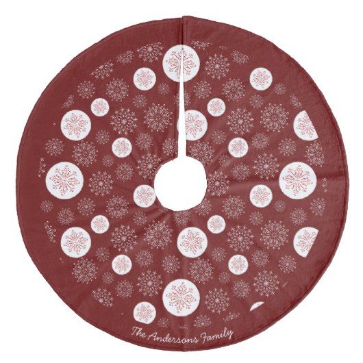 Whimsical Hand Drawn Snowflake Pattern  Fleece Kerstboom Rok (Voorkant)