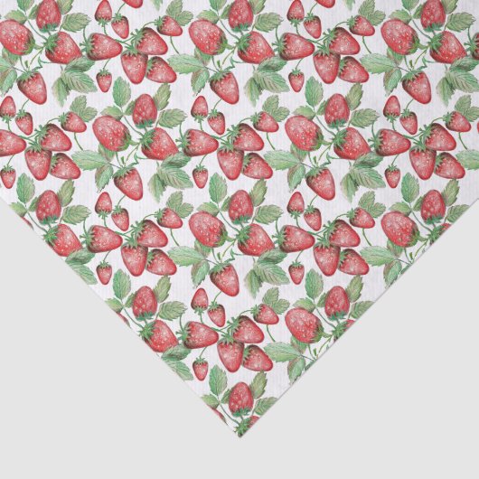 Whimsical Hand-Drawn Strawberry Pattern Waterverf Tissuepapier (Detail)