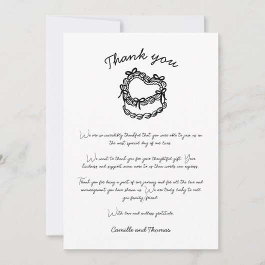 Whimsical Hand-Drawn Taart Trouwen Bedankt Card Kaart (Voorkant)