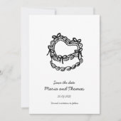 Whimsical Hand-Drawn Taart Trouwen Save the Date (Voorkant)