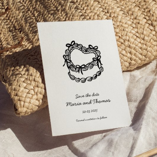 Whimsical Hand-Drawn Taart Trouwen Save the Date