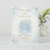 Whimsical Hand Drawn Tea Baby Shower Kaart (Staand voorkant)