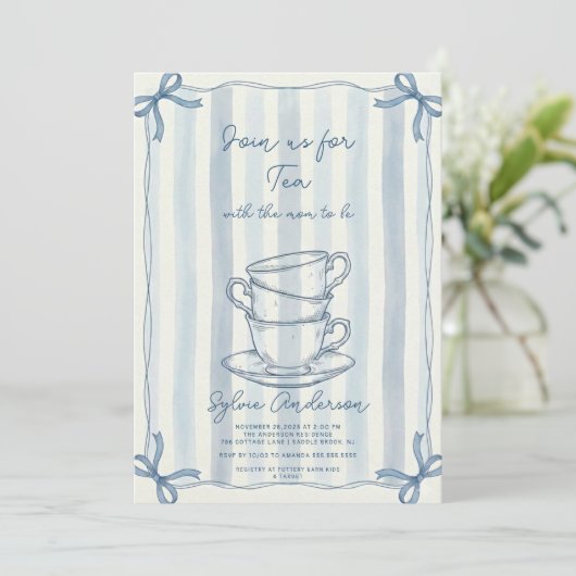 Whimsical Hand Drawn Tea Baby Shower Kaart (Staand voorkant)