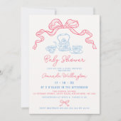 Whimsical Hand Drawn Tea Bow Baby shower Kaart (Voorkant)