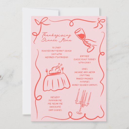 Whimsical Hand Drawn Thanksgiving Menu (Voorkant)