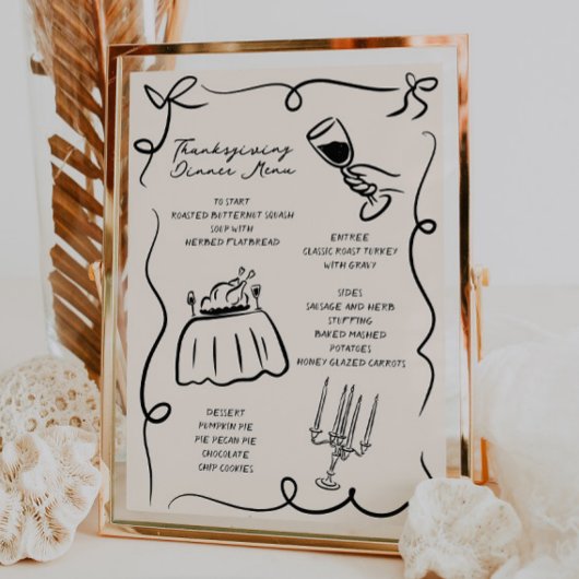 Whimsical Hand Drawn Thanksgiving Menu