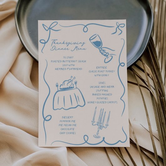 Whimsical Hand Drawn Thanksgiving Menu
