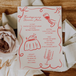 Whimsical Hand Drawn Thanksgiving Menu