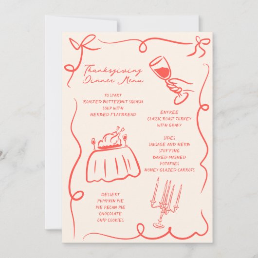 Whimsical Hand Drawn Thanksgiving Menu (Voorkant)