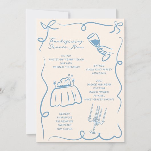 Whimsical Hand Drawn Thanksgiving Menu (Voorkant)