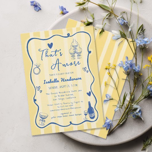 Whimsical Hand Drawn That's Amore Vrijgezellenfees Kaart