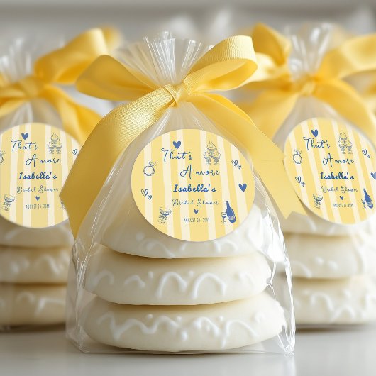 Whimsical Hand Drawn That's Amore Vrijgezellenfees Ronde Sticker