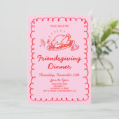 Whimsical Hand Drawn Turkije Vriendschapsdiner Kaart (Staand voorkant)