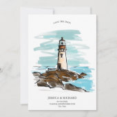 Whimsical Hand Drawn Venue Kustvuurtoren Kaart (Voorkant)