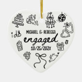 Whimsical Hand Drawn Verloving Christmas Keramisch Ornament (Voorkant)