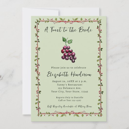 Whimsical Hand-Drawn Vineyard Wine Vrijgezellenfee Kaart (Voorkant)