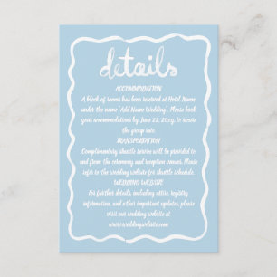 Whimsical Hand Drawn Wavy Lichtblauw Wit Lijst Informatiekaartje