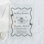 Whimsical Hand Drawn Wavy Lijst bruiloft receptie Acryl Uitnodigingen