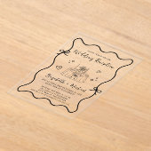 Whimsical Hand Drawn Wavy Lijst bruiloft receptie Acryl Uitnodigingen (Laagn)