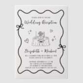Whimsical Hand Drawn Wavy Lijst bruiloft receptie Vellum Uitnodigingen (Voorkant)