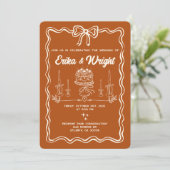 Whimsical Hand Drawn Wedding Invitation Cute Bows Kaart (Staand voorkant)