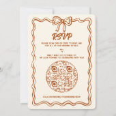 Whimsical Hand Drawn Wedding Invitation Cute Bows Kaart (Achterkant)