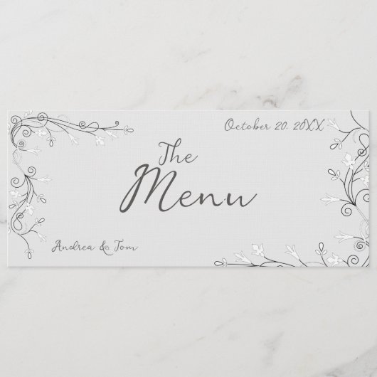 Whimsical Hand Drawn Wedding  Menu (Voorkant)
