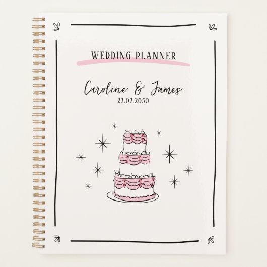 Whimsical Hand-Drawn Wedding Planner met Taart (Voorkant)