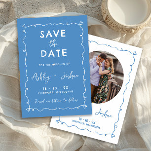 Whimsical Hand Drawn Wedding Save the Date Kaart