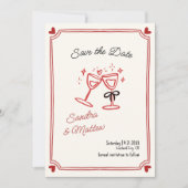 Whimsical Hand Drawn Wedding Save the Date Kaart (Voorkant)