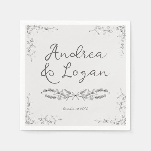 Whimsical Hand Drawn Wedding  Servet (Voorkant)