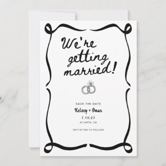 Whimsical Hand Drawn We're Getting Married  Kaart