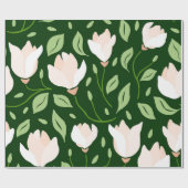 Whimsical Hand-Drawn White Magnolia Botanical Cadeaupapier (Vlak)