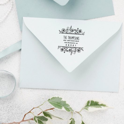 Whimsical Hand-Drawn Wildflower Greenery Rubberstempel